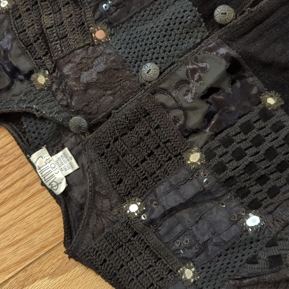 Vintage Minnie's Closet chenille sweater with mirror accents, made in India, M - Picture 2 of 5